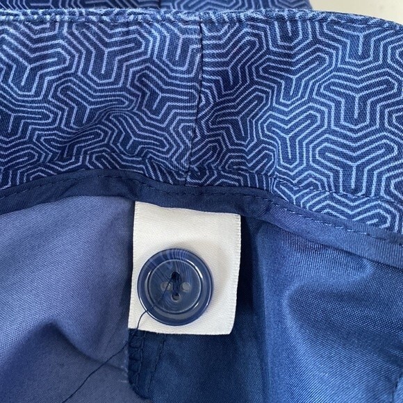 Hilary Radley Geo Print High Waist Blue Cropped Pants Slim Leg Stretch Slit Hem - Picture 11 of 16